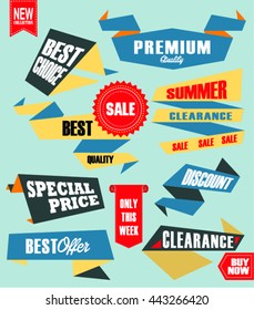 Set of retro labels and banners . Vector Illustration. 