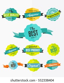 Set of retro labels, flat design 
