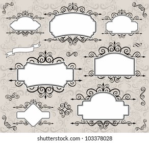 set of retro labels or frames and design elements for your events, scrapping or invitation designs vector format very easy to edit