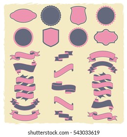 Set of retro labels, logo, banners and ribbons