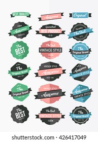 Set of retro labels, stickers and ribbons, flat design elements
