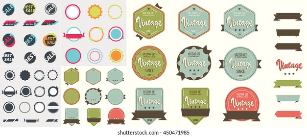 Set of retro labels. Vector