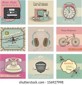 set of retro labels, vintage backgrounds