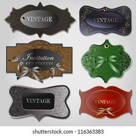 Set of retro labels/greeting card, with bow for design/Design template can be used banners, invitation, congratulation or website layout vector
