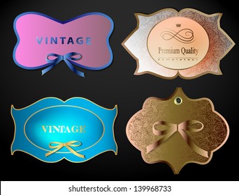 Set of retro labels/greeting card, with bow for design/Design template can be used banners, invitation, congratulation or website layout vector