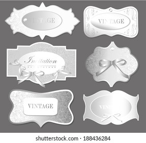 Set of retro labels/greeting card, with bow for design/Design template can be used banners, invitation, congratulation or website layout vector