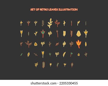 set of retro leaves illustration 