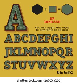 Set of retro letters and retro graphic style. You can apply this style to any fonts and objects, vector. EPS 10.