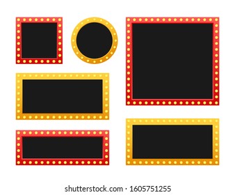 Set Retro lightbox billboard vintage frame. Lightbox with customizable design. Classic banner for your projects or advertising. Vector stock illustration.