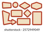 Set of retro lightbox template different shape with lightbulb for party poster, banner advertising, promotion and sale billboard, cinema, bar show or restaurant. Vector illustration