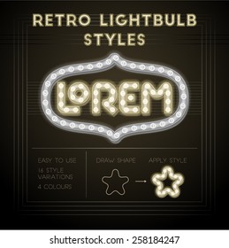 Set of retro lightbulb styles. High quality design element.