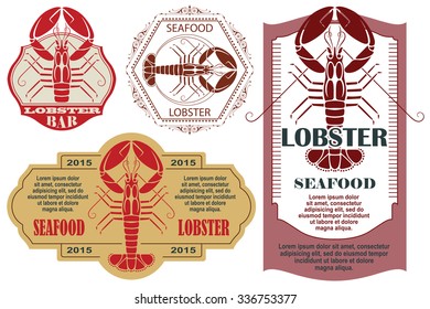 Set of retro lobster label and tags.