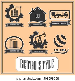 Set of retro logos for industrial and construction companies. The six vector logos.