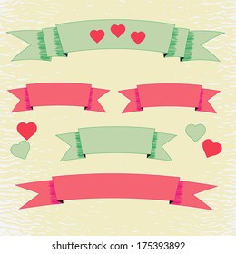 Set of retro love banners on grunge background 