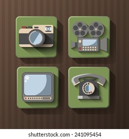 set of retro media icons