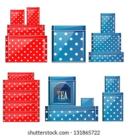 Set of retro metal packaging for tea
