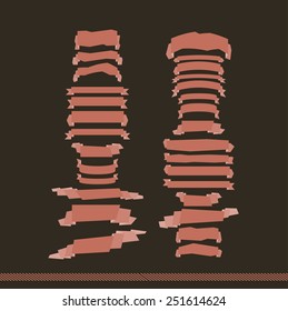 Set of retro and modern ribbons. Vector illustration.
