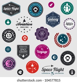 Set Of Retro And Modern Space Travel Badges And Labels