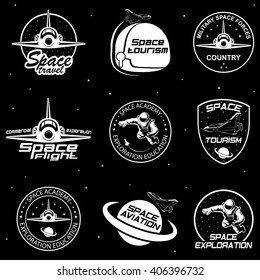 Set of retro and modern space travel badges 