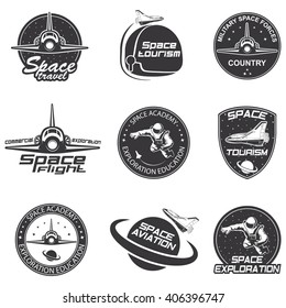 Set of retro and modern space travel badges 