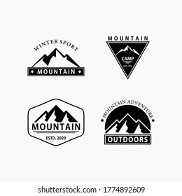 set of retro mountain logo design template vector, adventure emblem, label vector