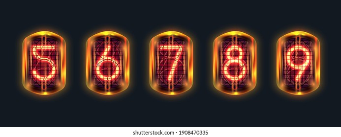 Set Retro Neon Numbers Red Lamps Stock Vector (Royalty Free) 1908470335 ...