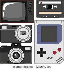 Set of retro object illustration
