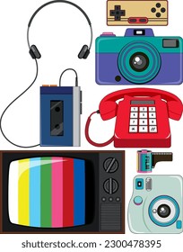 Set of retro object illustration