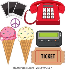 Set of retro object illustration