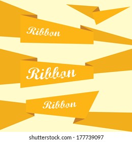 Set of retro orange ribbons and labels. Vector illustration. orange bow collection