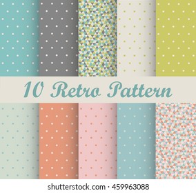 Set of retro patterns with polka dots