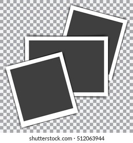Set of retro photo frame with shadow on a transparent background