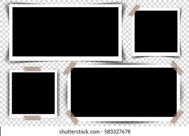 Set of Retro photo frames with shadows. Vector illustration