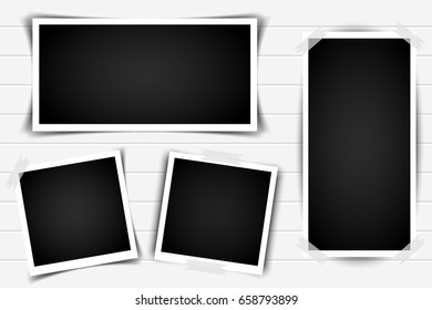 Set of Retro photo frames with shadows. Vector illustration