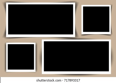 Set of Retro photo frames with shadows. Vector illustration. EPS10