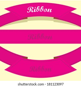 Set of retro pink ribbons and labels. Vector illustration. pink bow collection