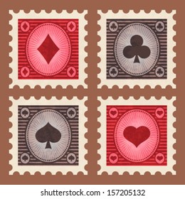 Set of retro poker game stamps