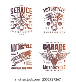Conjunto de carteles retro. Ilustración vectorial original en estilo vintage. Diseño de camiseta. Dibujado a mano, no AI