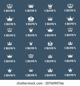 set of retro premium vintage crown logo design vector