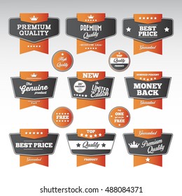 Set of retro product recommendations - vintage labels set.Vector design elements