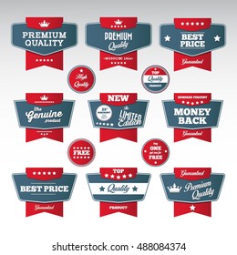 Set of retro product recommendations - vintage labels set.Vector design elements