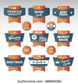 Set of retro product recommendations - vintage labels set.Vector design elements