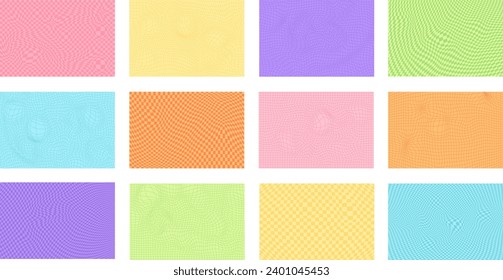 Set of Retro psychedelic checkerboard pattern. Stock vector illustration in flat cartoon style.