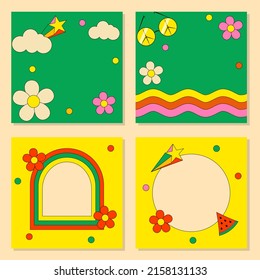 Set of Retro Psychedelic Groove Social Media Posts