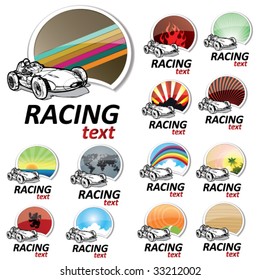 set of retro racing signs