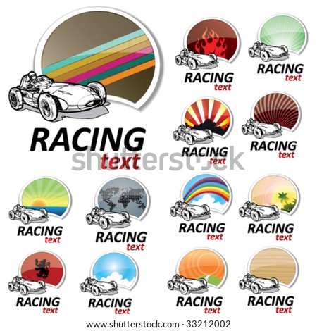 set of retro racing signs