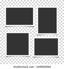 Set of retro realistic vector photo frames with side ratios 3:2, 4:3 and 1:1 placed on transparent background. Template photo design.