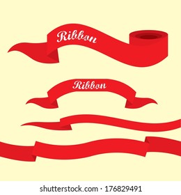 Set of retro red ribbons and labels. Vector illustration. red bow collection