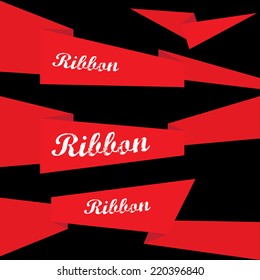 Set of retro red ribbons and labels. Vector illustration. red bow collection