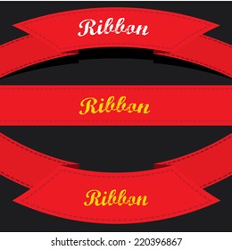 Set of retro red ribbons and labels. Vector illustration. red bow collection